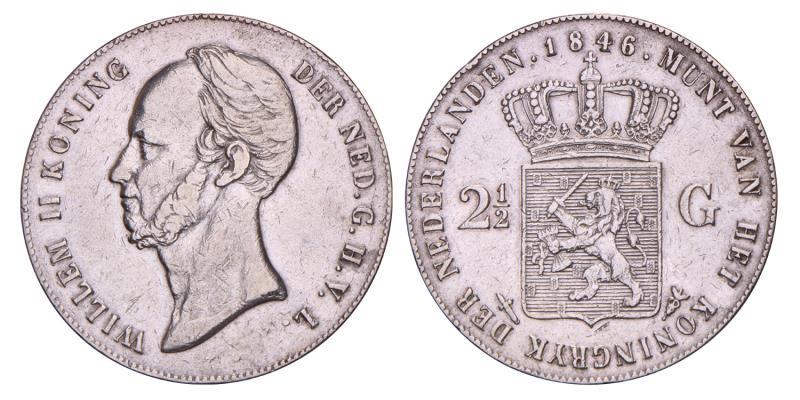 2½ Gulden Willem II 1846 zwaard. Zeer Fraai -.