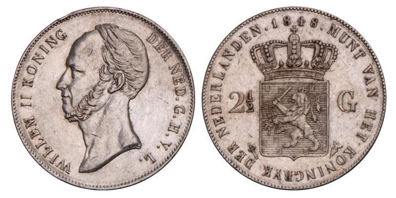 2½ Gulden Willem II 1848. Prachtig -.