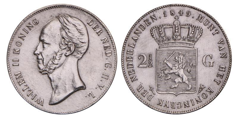 2½ Gulden Willem II 1849. Prachtig.