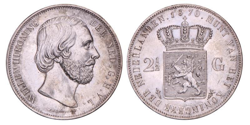 2½ Gulden Willem III 1870. Prachtig -.