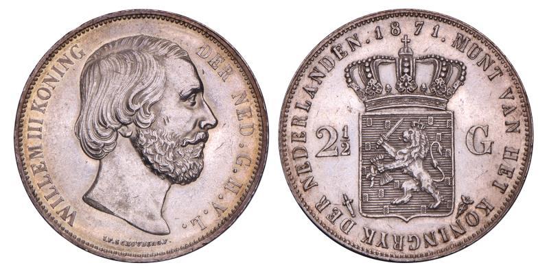 2½ Gulden Willem III 1871. FDC.
