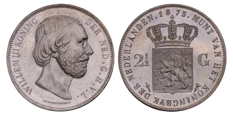 2½ Gulden Willem III 1873. FDC.