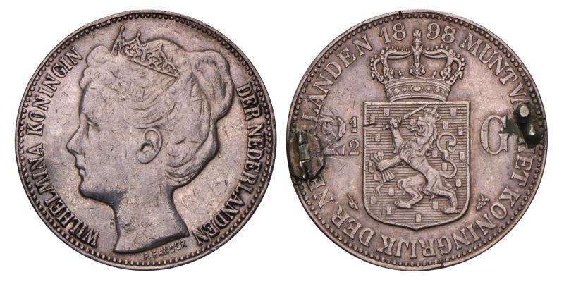 2½ Gulden Wilhelmina 1898 montage. Zeer Fraai.
