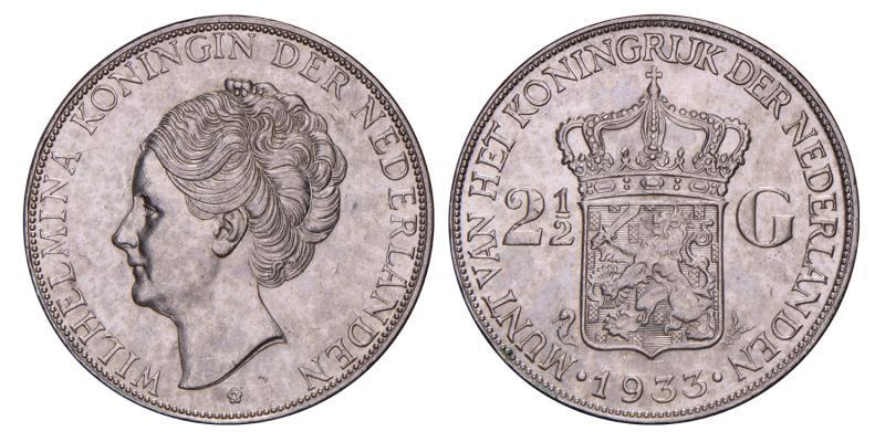 2½ Gulden Wilhelmina 1933. FDC.