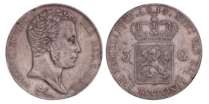 3 Gulden Willem I 1819 U. Zeer Fraai / Prachtig.