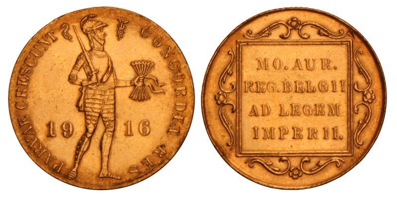Gouden dukaat Wilhelmina 1916. Prachtig -.