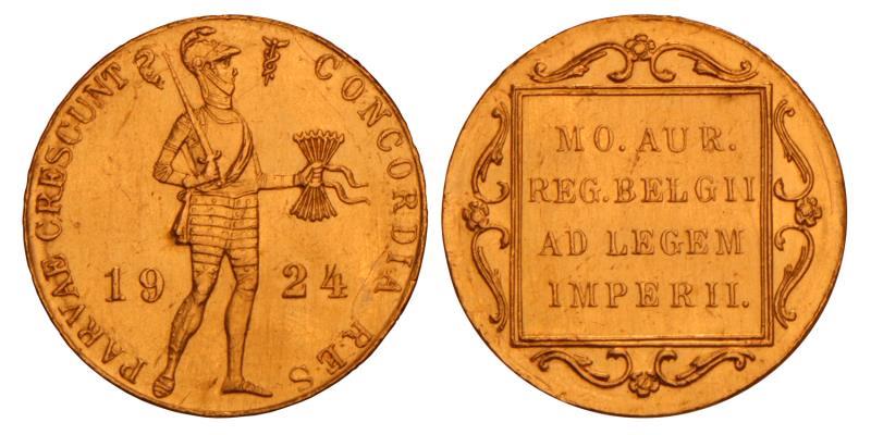 Gouden dukaat Wilhelmina 1924. Prachtig / FDC.