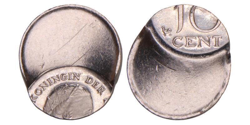 10 Cent Juliana jaartal onbekend excentrisch geslagen. FDC.