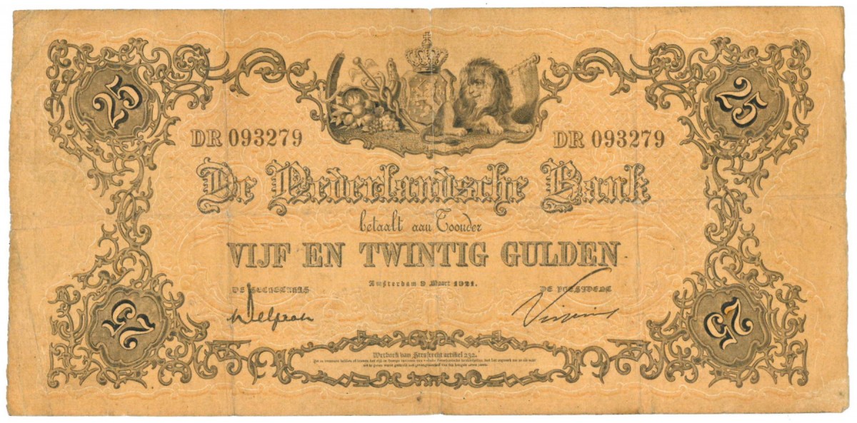 Nederland 25 gulden Bankbiljet Type 1860 Geeltje - Fraai