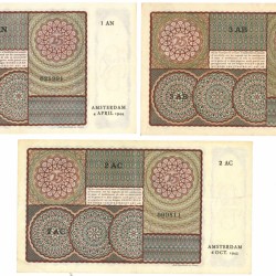 Nederland 3x 25 gulden Bankbiljet Type 1943 I Prinsesje -Zeer Fraai