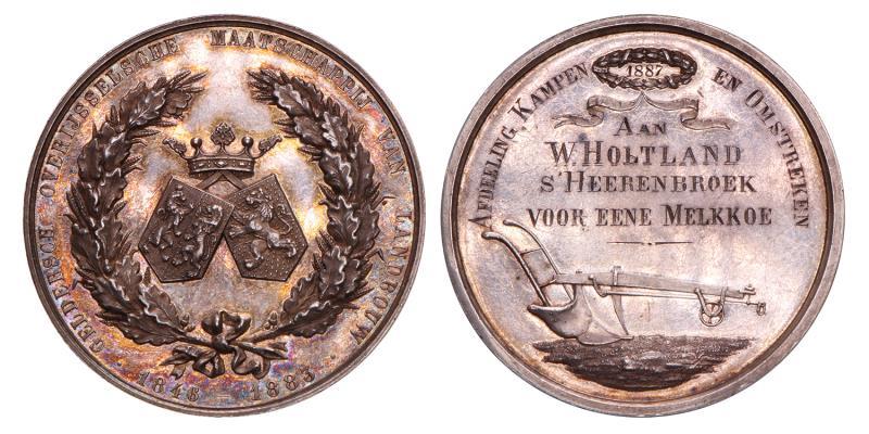 Nederland. 1887. Prijspenning Gelderdersch. Overijsselsche Maatschappij van Landbouw. (1883) Door Schammer en Menger. Zw. 672.