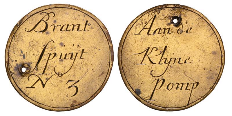 Nederland. z.j. Brandspuit penning, No. 56 Pompers.