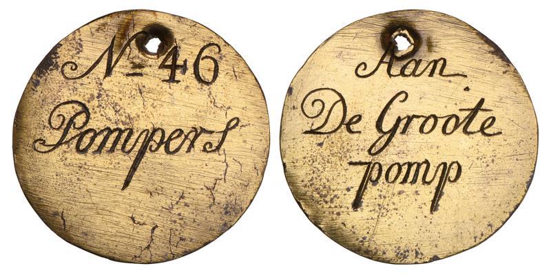 Nederland. z.j. Brandspuit penning, No. 56 Pompers.