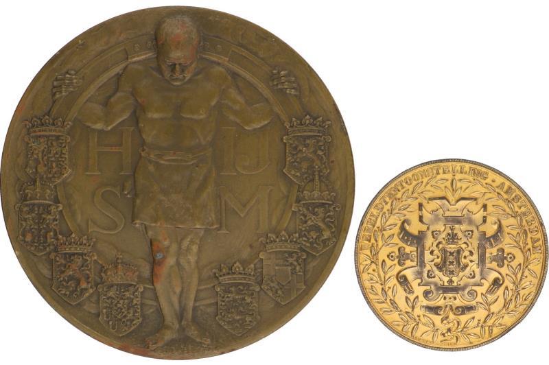 Nederland. 75 jaar Hollandsche IJzeren Spoorweg Maatschappij. Toegevoegd Amsterdam tentoonstelling 1895.