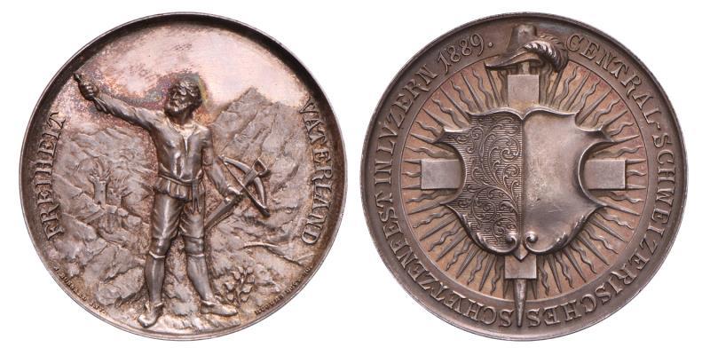 Zwitserland. 1889. Luzern, schuttersmedaille.