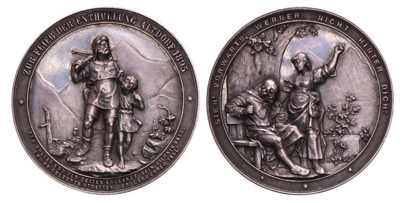 Zwitserland. 1895. Altdorf, onthulling standbeeld W. Tell.