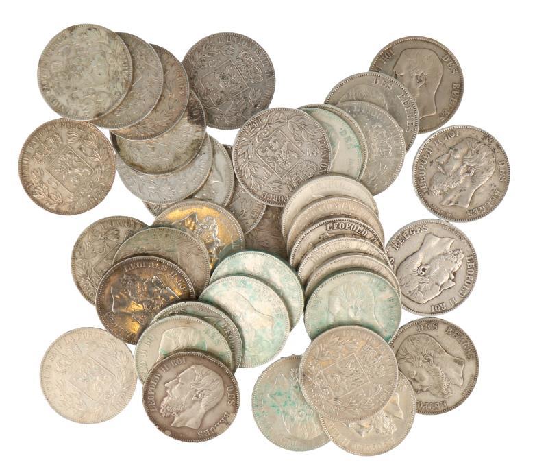Belgium. Leopold II. Lot (38) 5 Francs.