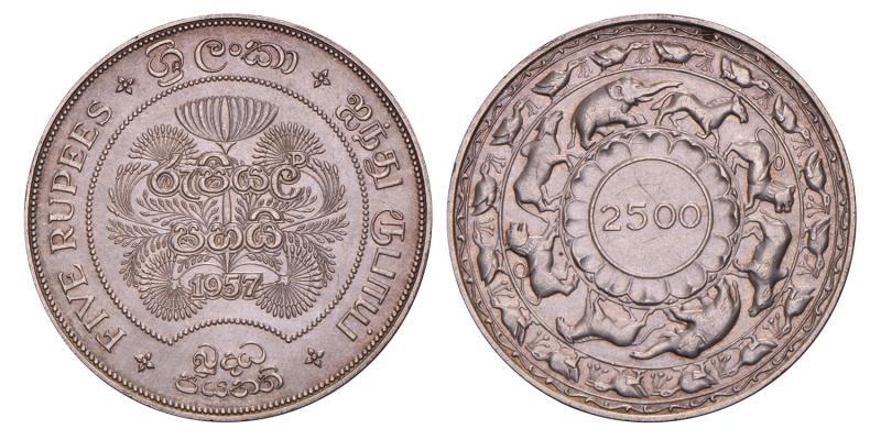 Ceylon. 5 Rupees. 1957.