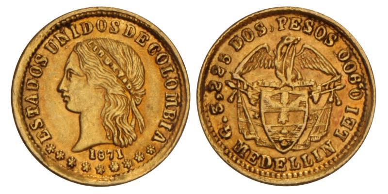 Colombia. 2 Pesos. 1871.