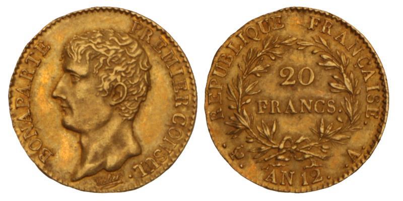 France. Napoleon I. 20 Francs. An 12 A.
