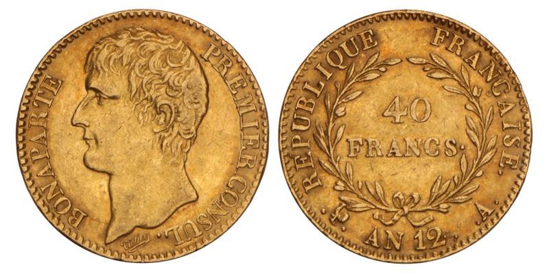 France. Napoleon I. 40 Francs. An 12 A.