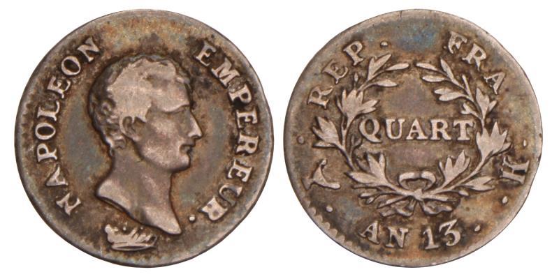 France. Napoleon I. ¼ Franc. An 13 K.