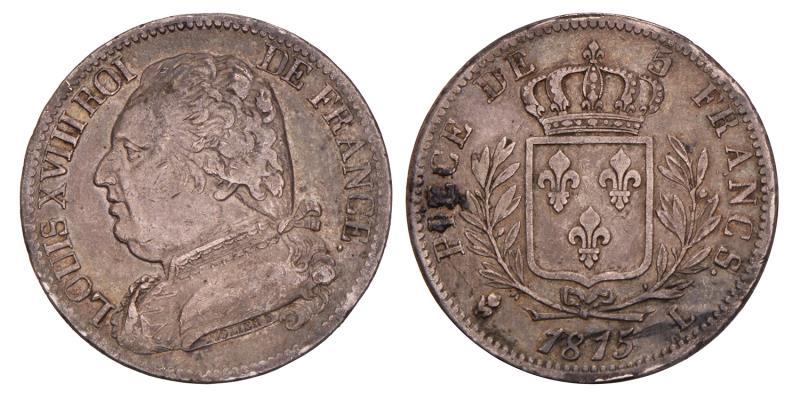 France. Louis XVIII. 5 Francs 1815 I.
