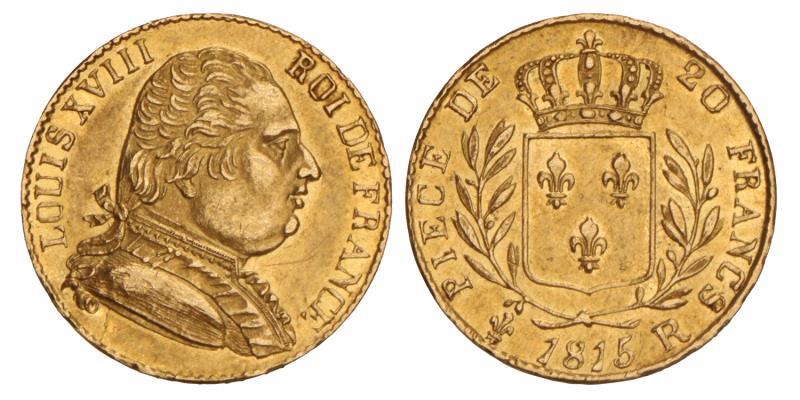 France. Louis XVIII. 20 Francs. 1815 R.