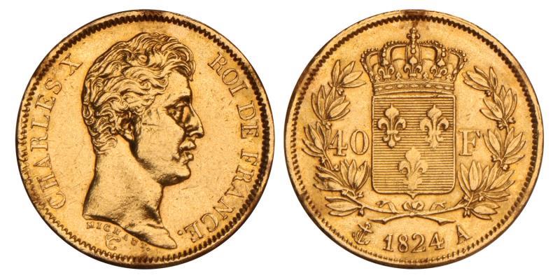 FranceCharles X. 40 Francs. 1824 A.