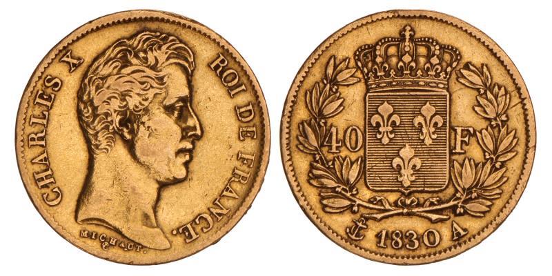 France. Charles X. 40 Francs. 1830 A.