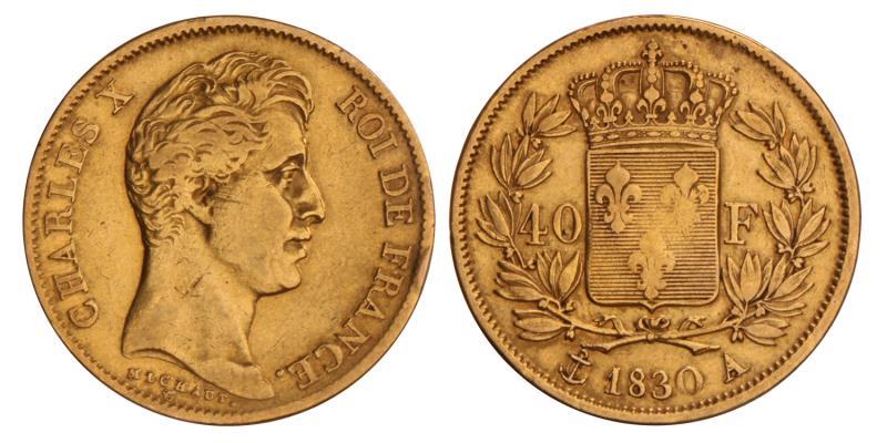 France. Charles X. 40 Francs. 1830 A.