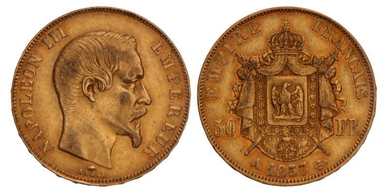 France. Napoleon III. 50 Francs. 1857 A.