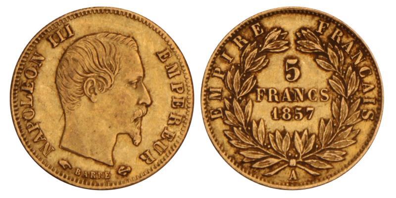 France. Napoleon III. 5 Francs. 1857 A.