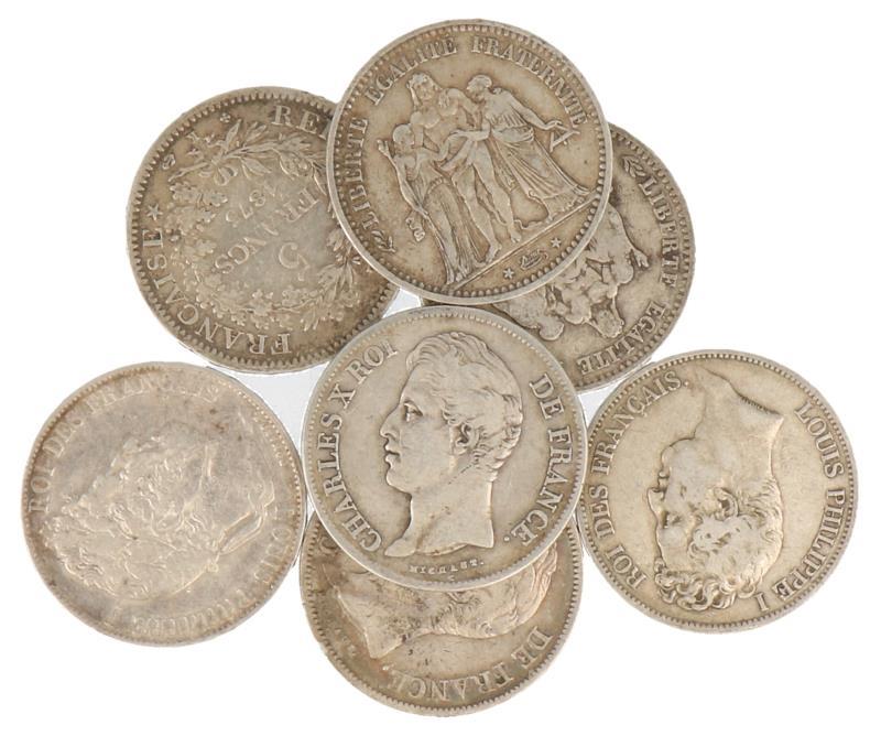 France. Lot (7) 5 Francs o.a. 1829 A.