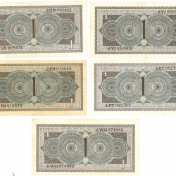 Nederland 5x 1 gulden Muntbiljet Type 1949 Juliana - Zeer Fraai +