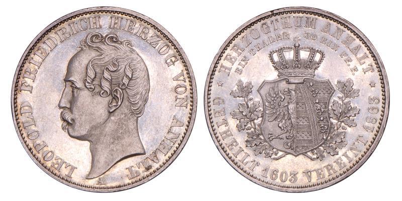 Germany. Anhalt-Dessau. Leopold Friedrich. Thaler. 1863 A.