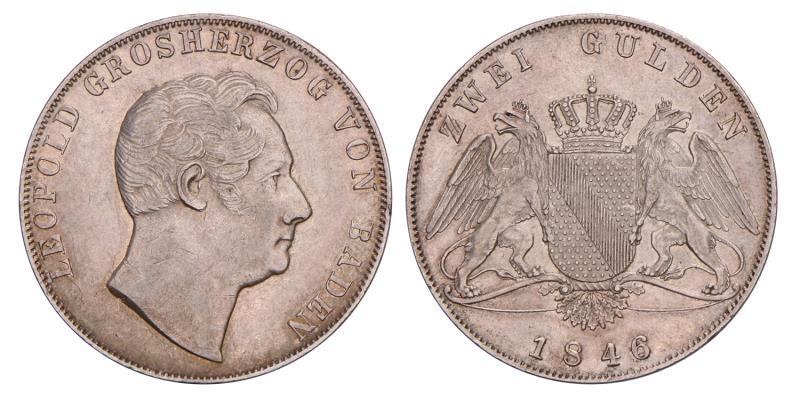 Germany. Baden. Leopold. 2 Gulden. 1846.