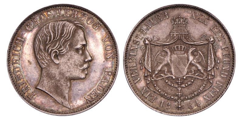 Germany. Baden. Friedrich. Thaler. 1864.
