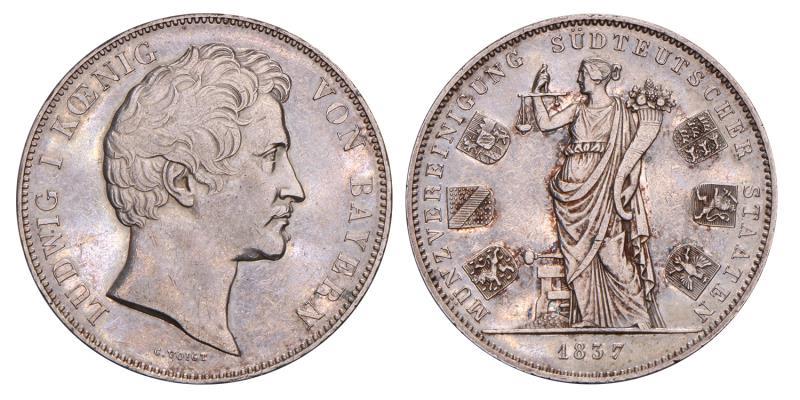 Germany. Bavaria. Ludwig I. 2 Thaler. 1837.