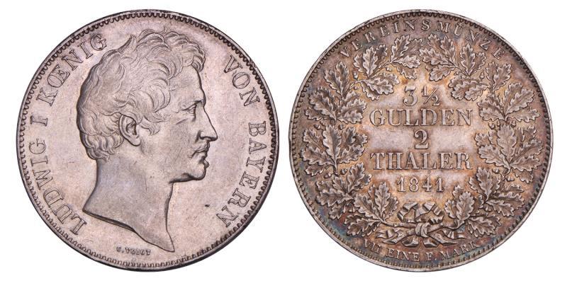 Germany. Bavaria. Ludwig I. 2 Thaler. 1841.