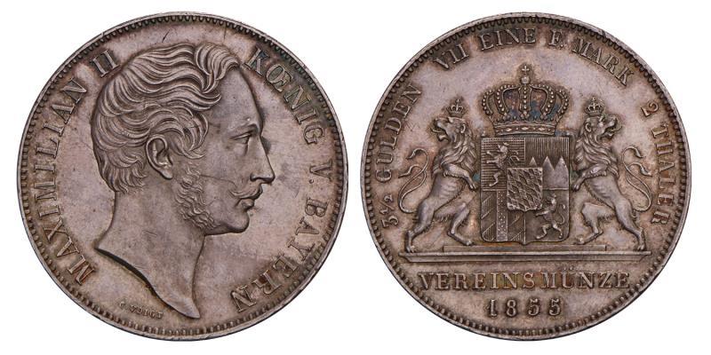 Germany. Bavaria. Maximilian II. 2 Thaler. 1855.