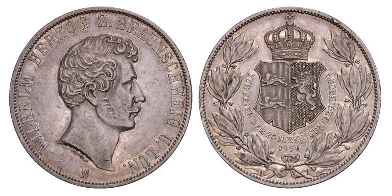 Germany. Brunswick-Wolfenbuttel. Wilhelm. 2 Thaler. 1856 B.