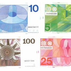 Nederland 5/10/25/100 gulden Bankbiljet Type 1968-1973 Vondel/Frans Hals/Sweelinck/De Ruyter - Zeer Fraai +.