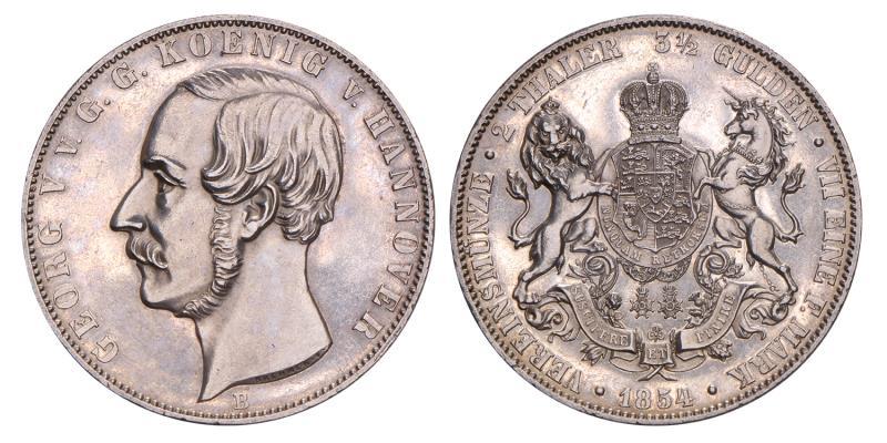 Germany. Hannover. Georg V. 2 Thaler. 1854 B.