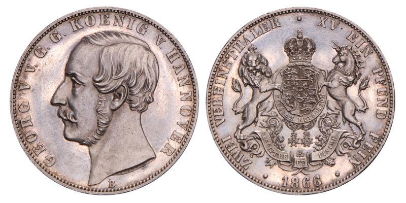 Germany. Hannover. Georg V. 2 Thaler. 1866 B.