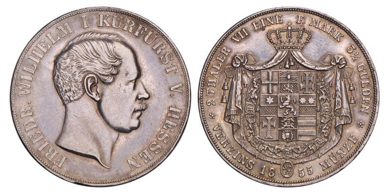Germany. Hesse-Cassel. Friedrich Wilhelm I. 2 Thaler. 1855.