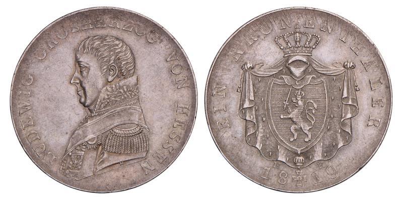 Germany. Hessen-Darmstadt. Ludewig X. Thaler. 1819.
