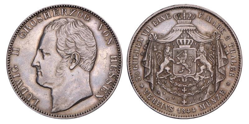 Germany. Hesse-Darmstadt. Ludwig II. 2 Thaler. 1844.