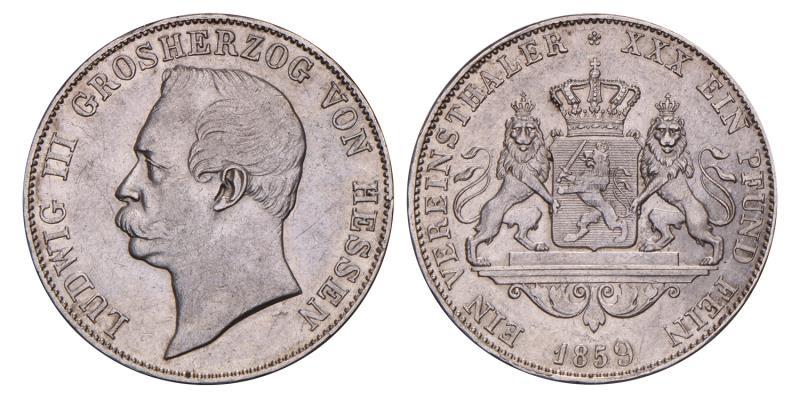 Germany. Hesse-Darmstadt. Ludwig III. Thaler. 1859.