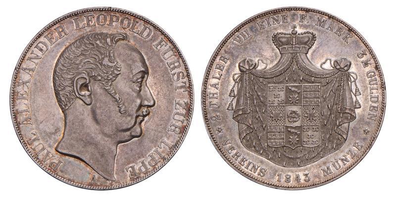 Germany. Lippe-Detmold. Paul Alexander Leopold. 2 Thaler. 1843.